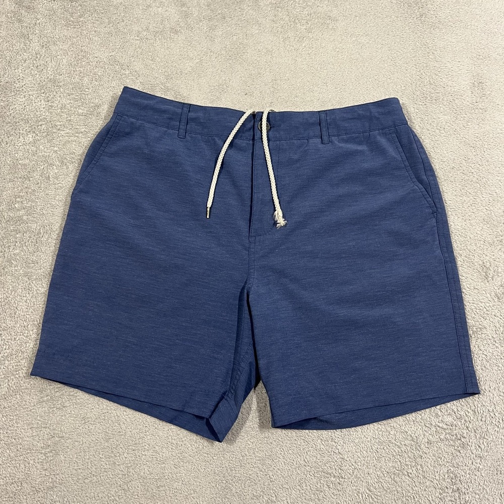 Faherty All Day Shorts Mens 33 Blue Chino Hybrid Stretch Drawstring MSC0013